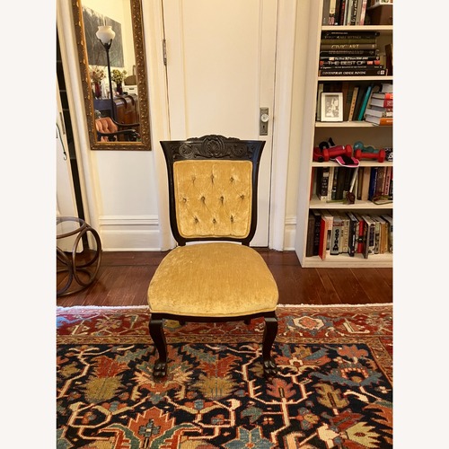 Used Victorian Carved Velvet-Tufted Side Chair for sale on AptDeco