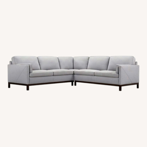 Used Macy's Virton Light Gray Leather 3+ Piece Sectional for sale on AptDeco