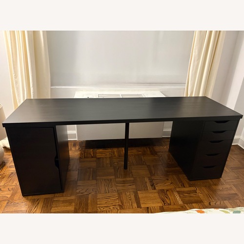 Used IKEA LAGKAPTEN / ALEX Black Wood Desk for sale on AptDeco