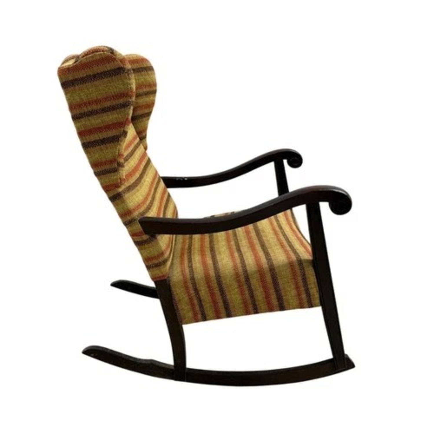 Vintage Style Upholstered Rocking Chair Wood Frame - image-5