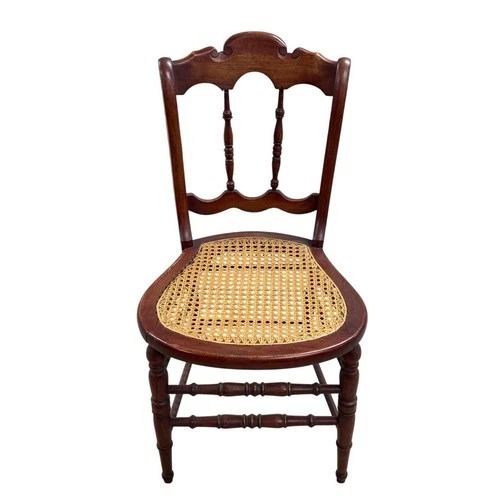 Used Vintage Wood Cane Seat Dining Chair Spindle Back for sale on AptDeco