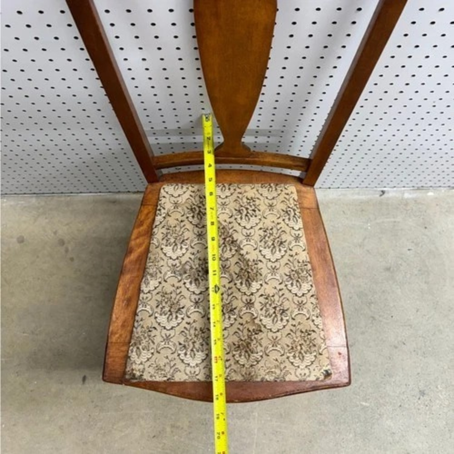 Vintage Wood Dining Side Chair Upholstered Seat - image-9