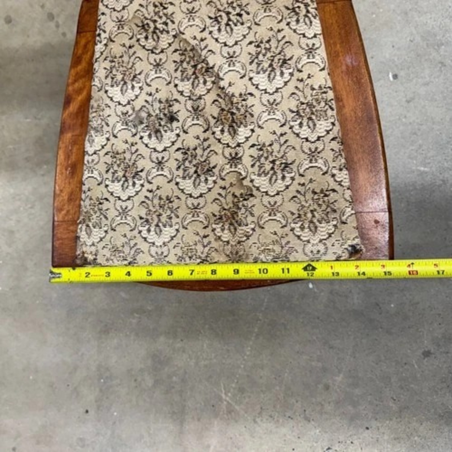 Vintage Wood Dining Side Chair Upholstered Seat - image-8