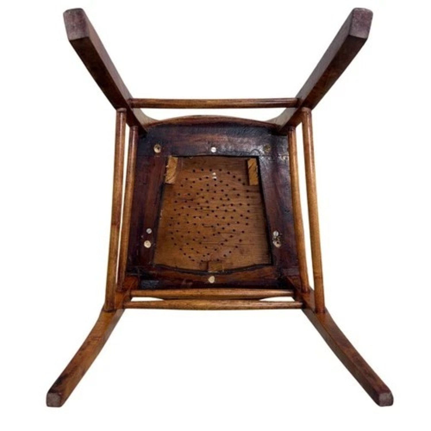 Vintage Wood Dining Side Chair Upholstered Seat - image-6