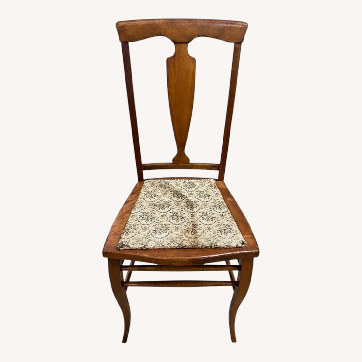 Vintage Wood Dining Side Chair Upholstered Seat - image-0