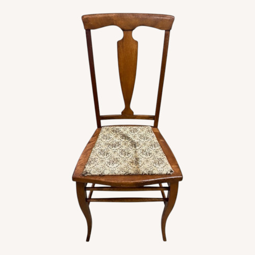 Used Vintage Wood Dining Side Chair Upholstered Seat for sale on AptDeco
