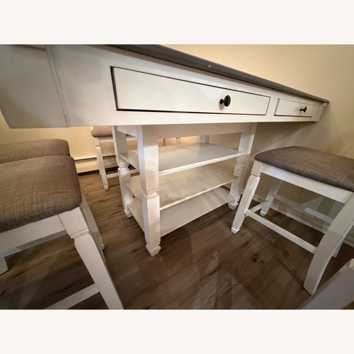 Used White w/ grey Wood Dining Table for sale on AptDeco