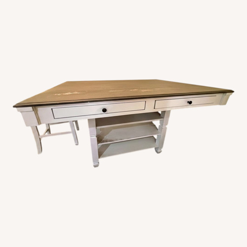 Used White w/ grey Wood Dining Table for sale on AptDeco