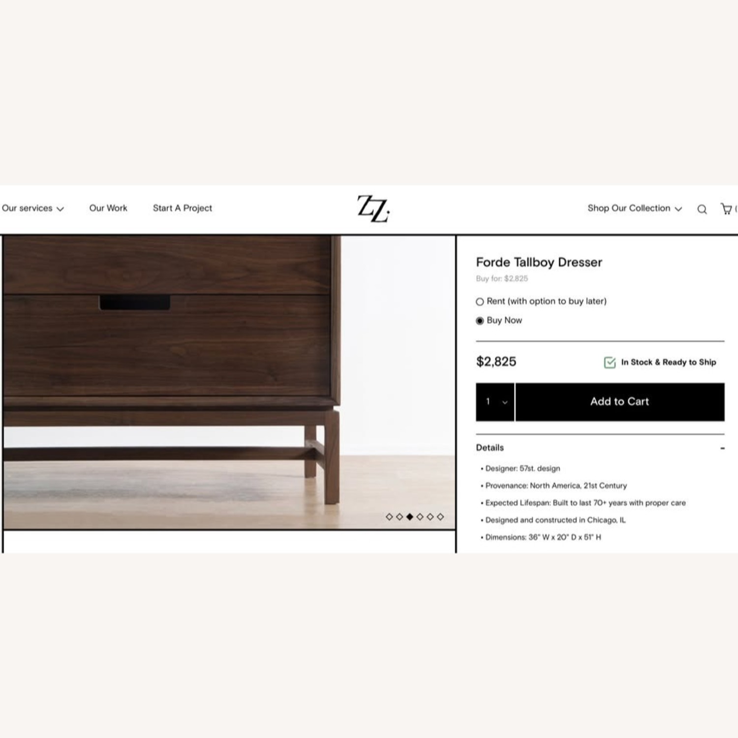 ZZ Driggs Forde Tallboy 6 Drawer Dresser - image-3