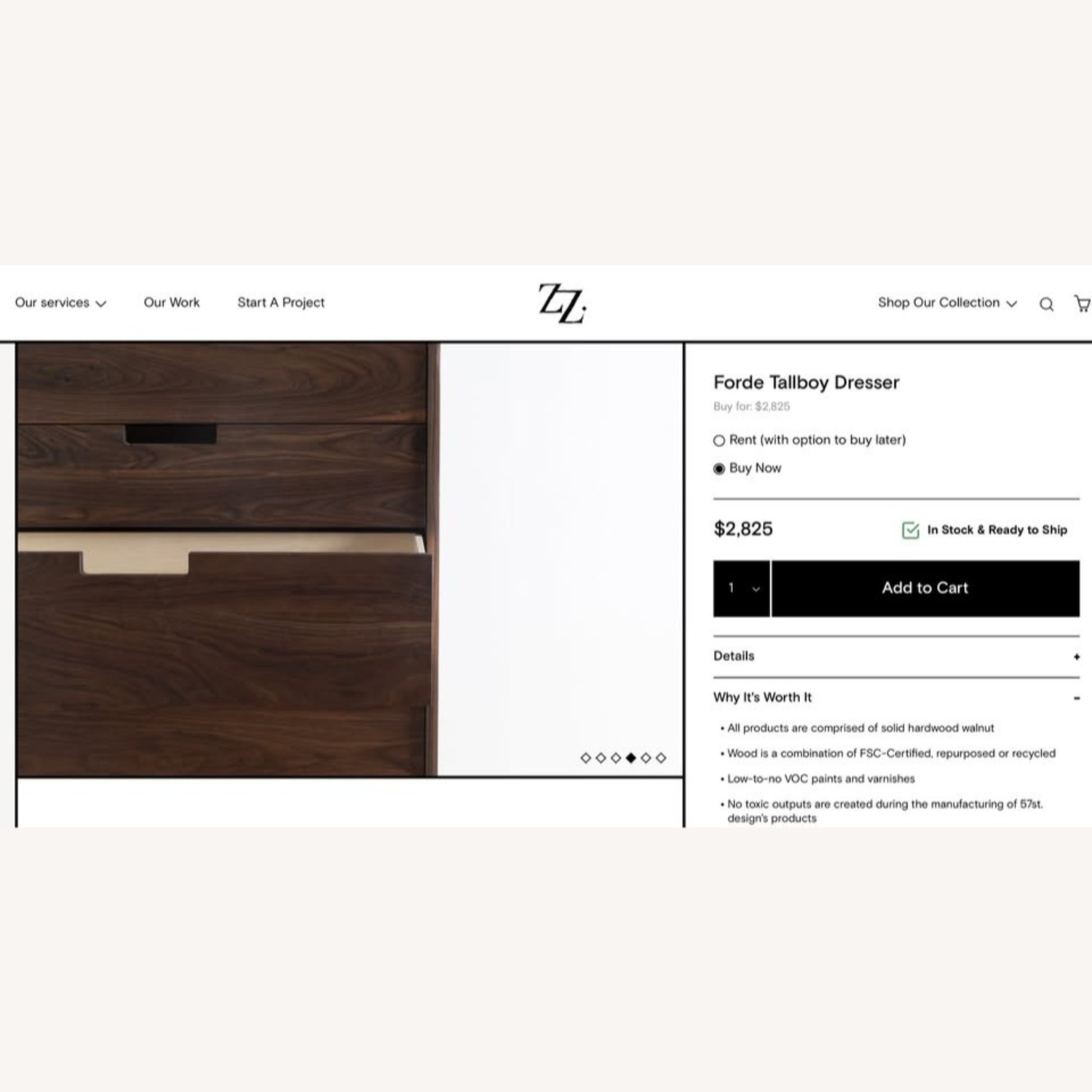 ZZ Driggs Forde Tallboy 6 Drawer Dresser - image-2