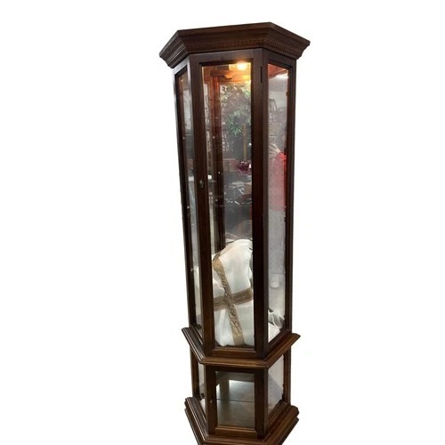 Used Pulaski Corner Curio Cabinet Lighted Glass Cherry for sale on AptDeco