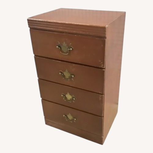 Used Vintage Wood 4 Drawer Chest Brass Pulls Small for sale on AptDeco
