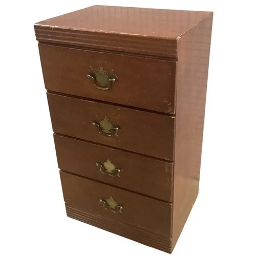 Used Vintage Wood 4 Drawer Chest Brass Pulls Small for sale on AptDeco