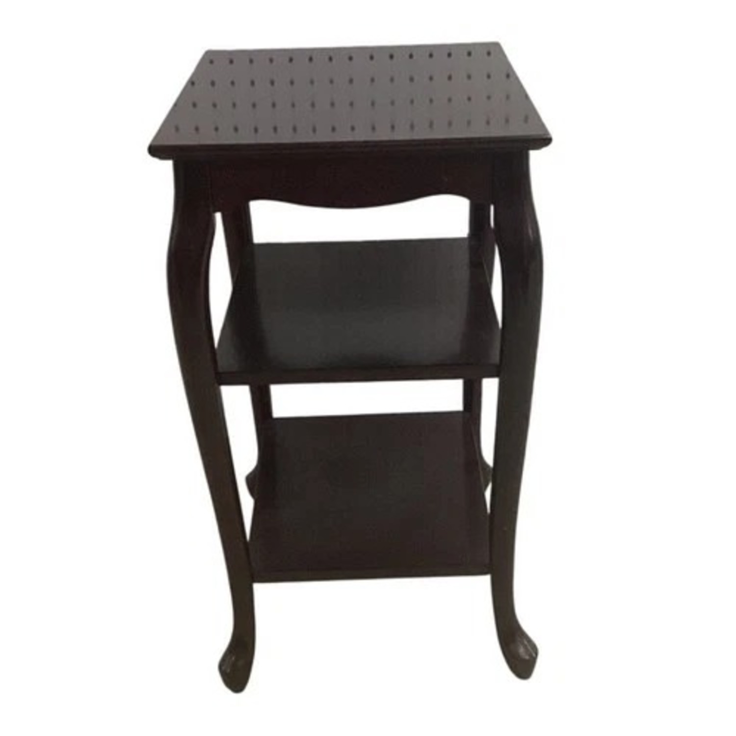 Dark Wood End Table 2 Shelf Curved Legs - image-3