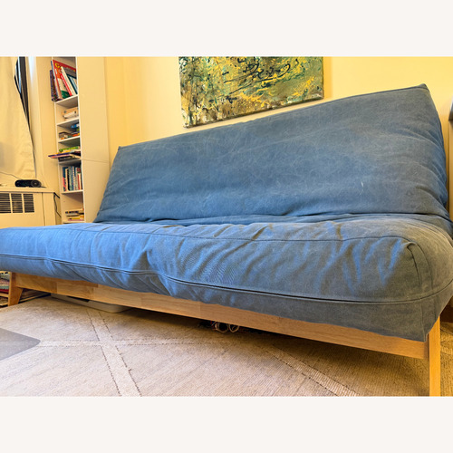 Used Blue Queen Futon with Hardwood Frame (Futonland) for sale on AptDeco