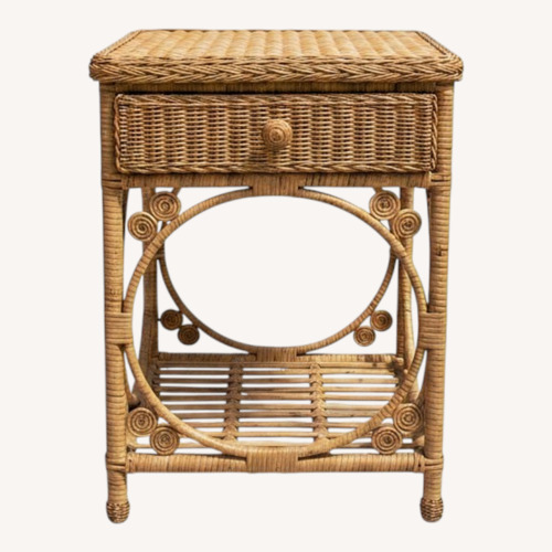 Used Vintage Wicker Rattan 1-Drawer Side Table for sale on AptDeco