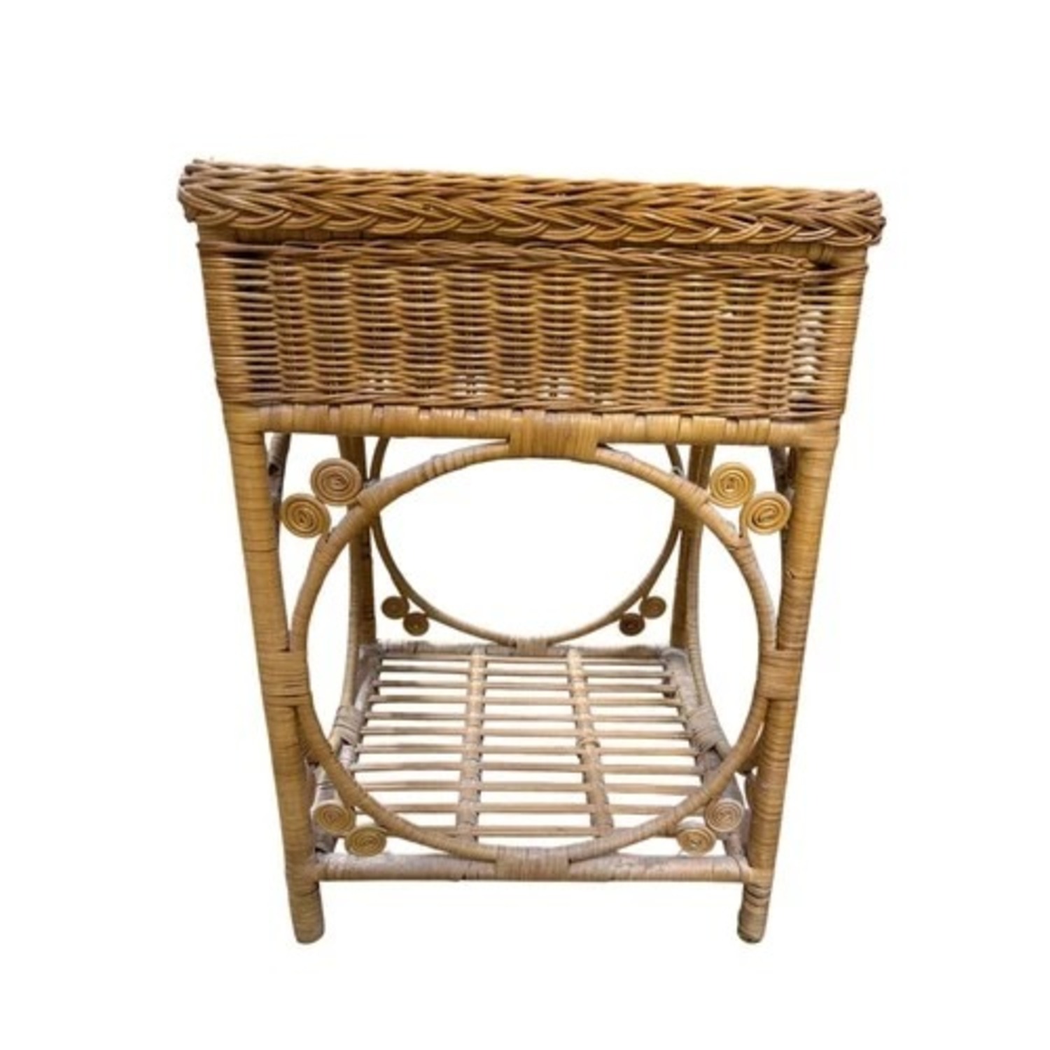 Vintage Wicker Rattan 1-Drawer Side Table - image-6