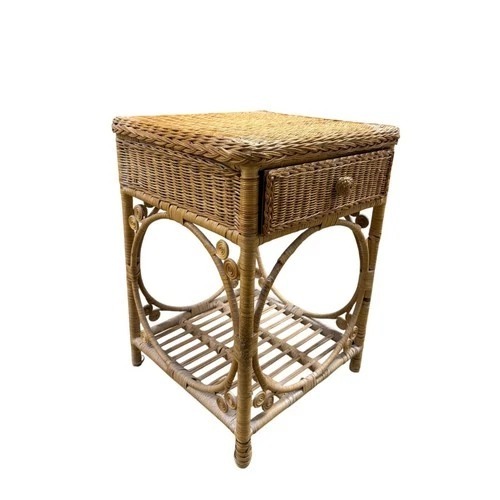 Used Vintage Wicker Rattan 1-Drawer Side Table for sale on AptDeco