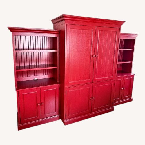 Used Red Wood Entertainment Center Wall Unit for sale on AptDeco
