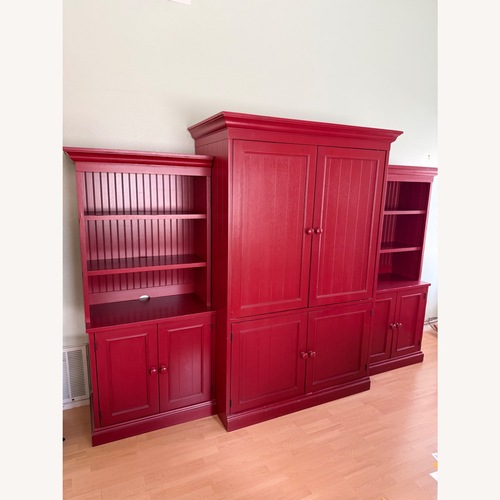 Used Red Wood Entertainment Center Wall Unit for sale on AptDeco