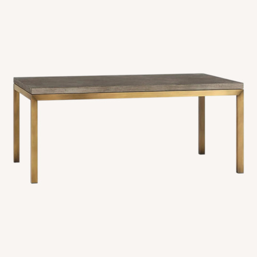 Used Crate & Barrel Parsons Concrete and Brass Dining Table for sale on AptDeco