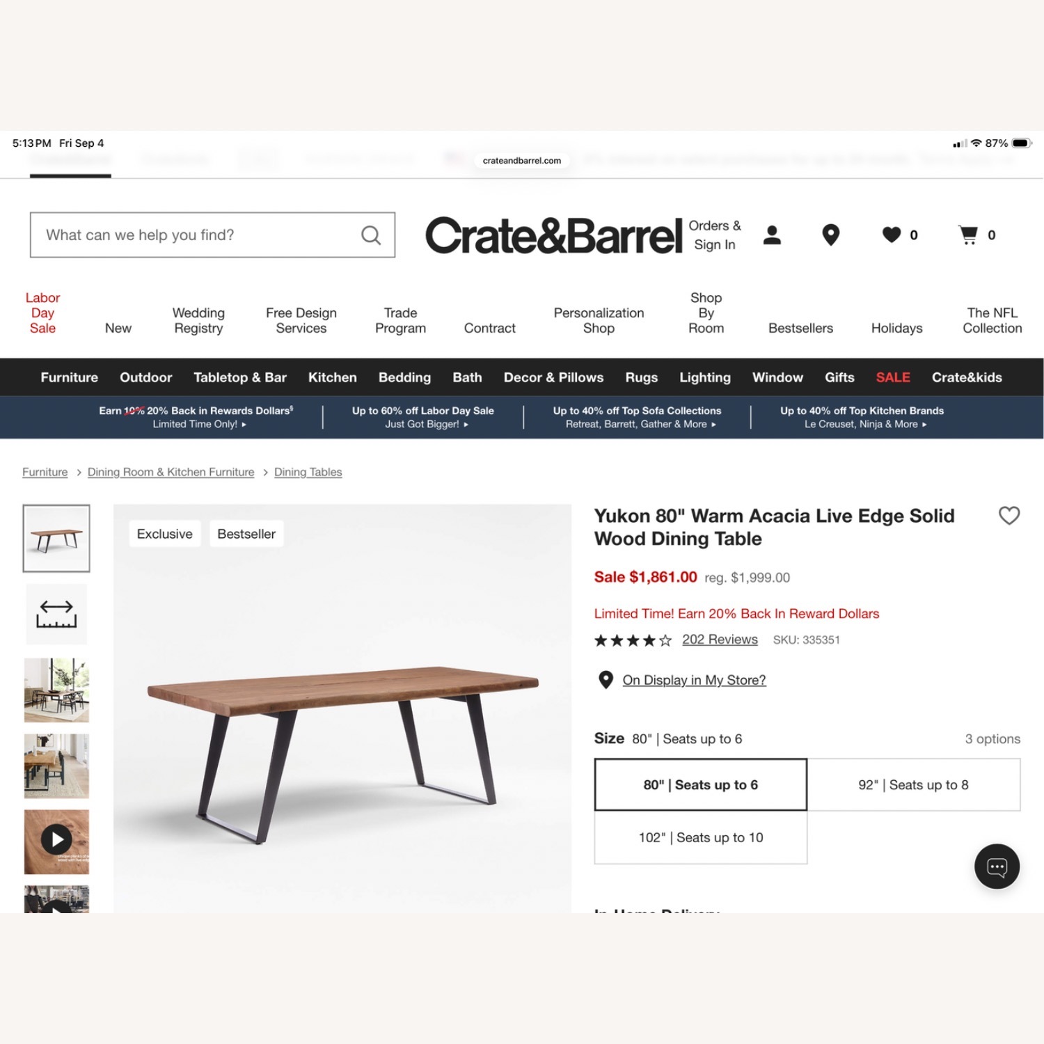 Crate & Barrel Yukon Solid Wood Dining Table and Chairs - image-6