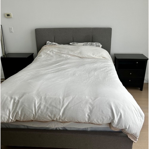 Used Ashley Furniture Dark Gray Fabric Queen Bed for sale on AptDeco