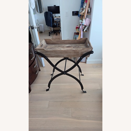 Used Pottery Barn Natural Wood Side Table for sale on AptDeco
