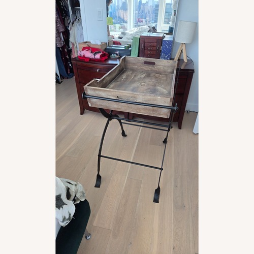 Used Pottery Barn Natural Wood Side Table for sale on AptDeco