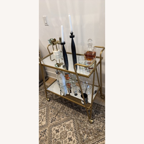 Used Gold and Mirrored Two-level Bar Cart for sale on AptDeco