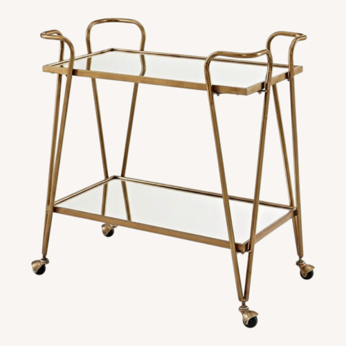 Used Gold and Mirrored Two-level Bar Cart for sale on AptDeco