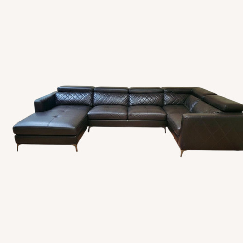 Used Black Vinyl 3+ Piece Sectional for sale on AptDeco