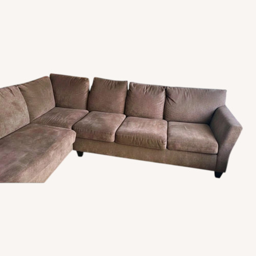 Used Light Brown Velvet 2 Piece Sectional for sale on AptDeco