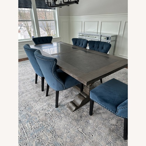 Used Arhaus Dark Brown Wood & Stone Dining Table for sale on AptDeco
