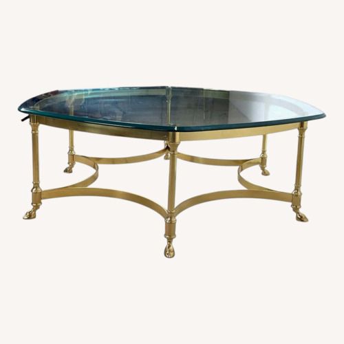 Used Brass & Glass Coffee Table, Hollywood Regency for sale on AptDeco