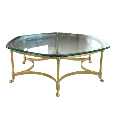 Used Brass & Glass Coffee Table, Hollywood Regency for sale on AptDeco
