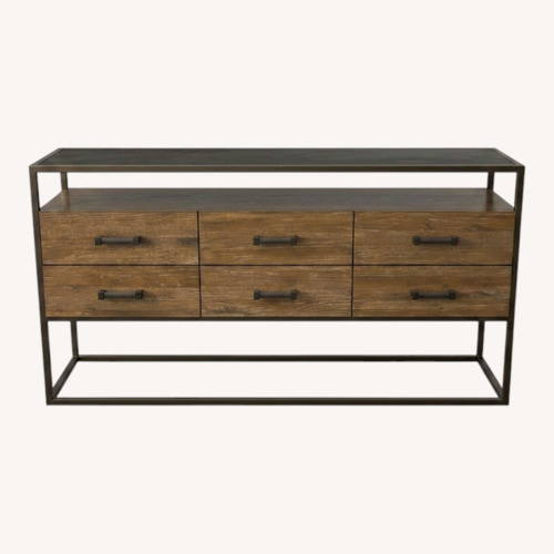 Used Bassett Industrial Wood and Metal Console Table for sale on AptDeco