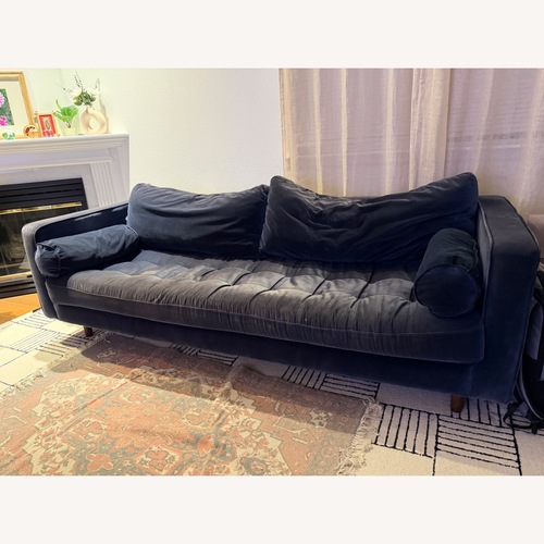 Used Sven 88" Tufted Velvet Sofa - Plush Cascadia Blue- Article for sale on AptDeco