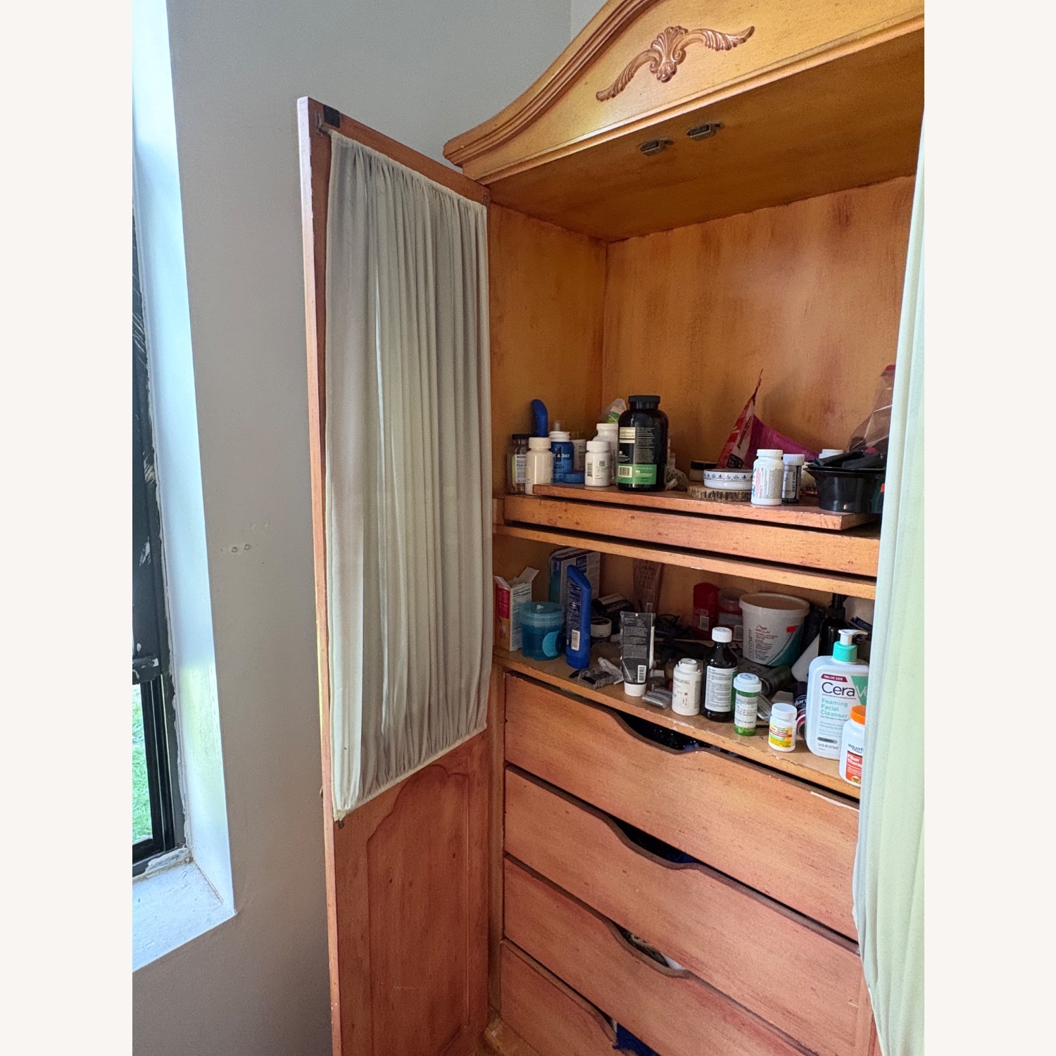 Vintage/Antique Finds Light Brown Wood Armoire - image-4