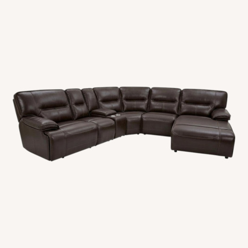 Used Macy's Dark Brown Leather 3+ Piece Sectional for sale on AptDeco
