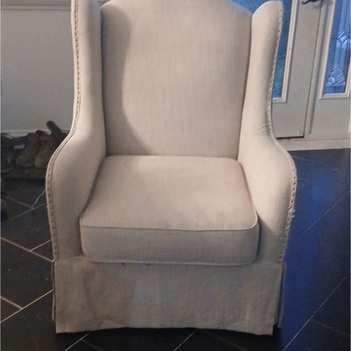 Used Best Home Furnishings White Fabric Armchair for sale on AptDeco