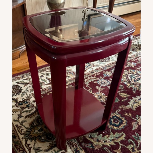 Used Art Deco Lacquered Side Table with Glass Insert for sale on AptDeco