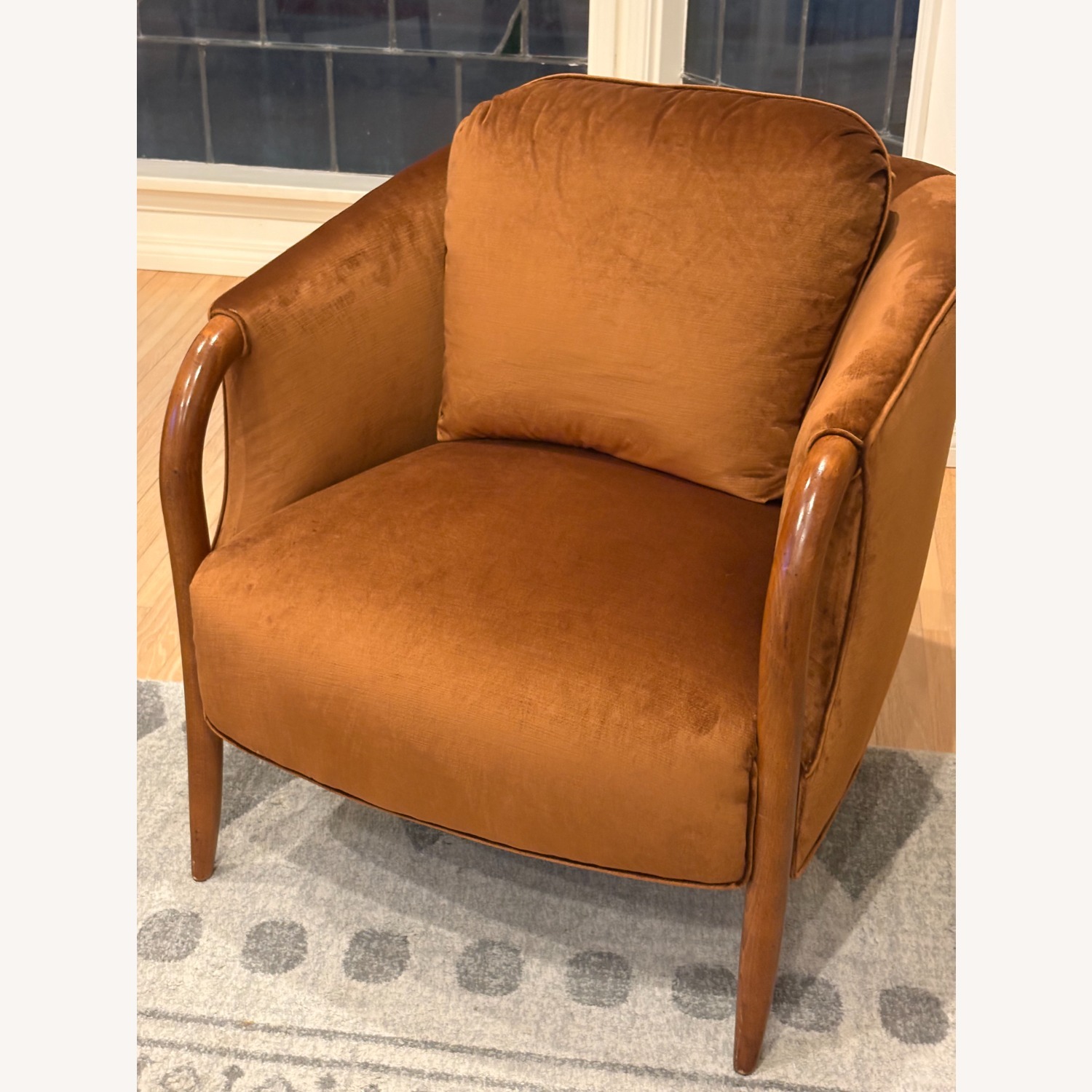 Refurbished Barrel Chairs in Amber Velvet Pair - image-2