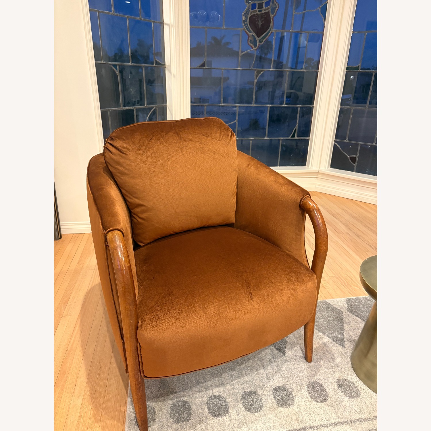 Refurbished Barrel Chairs in Amber Velvet Pair - image-5