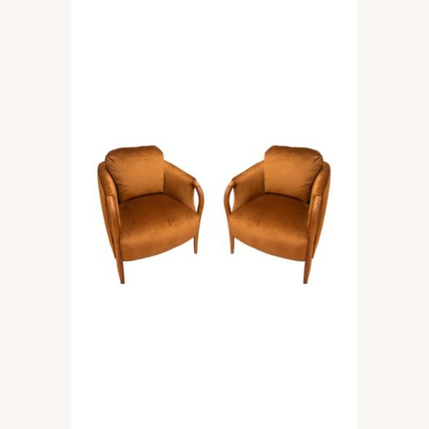 Refurbished Barrel Chairs in Amber Velvet Pair - image-1
