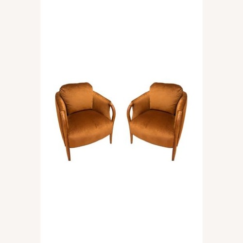 Used Refurbished Barrel Chairs in Amber Velvet Pair for sale on AptDeco