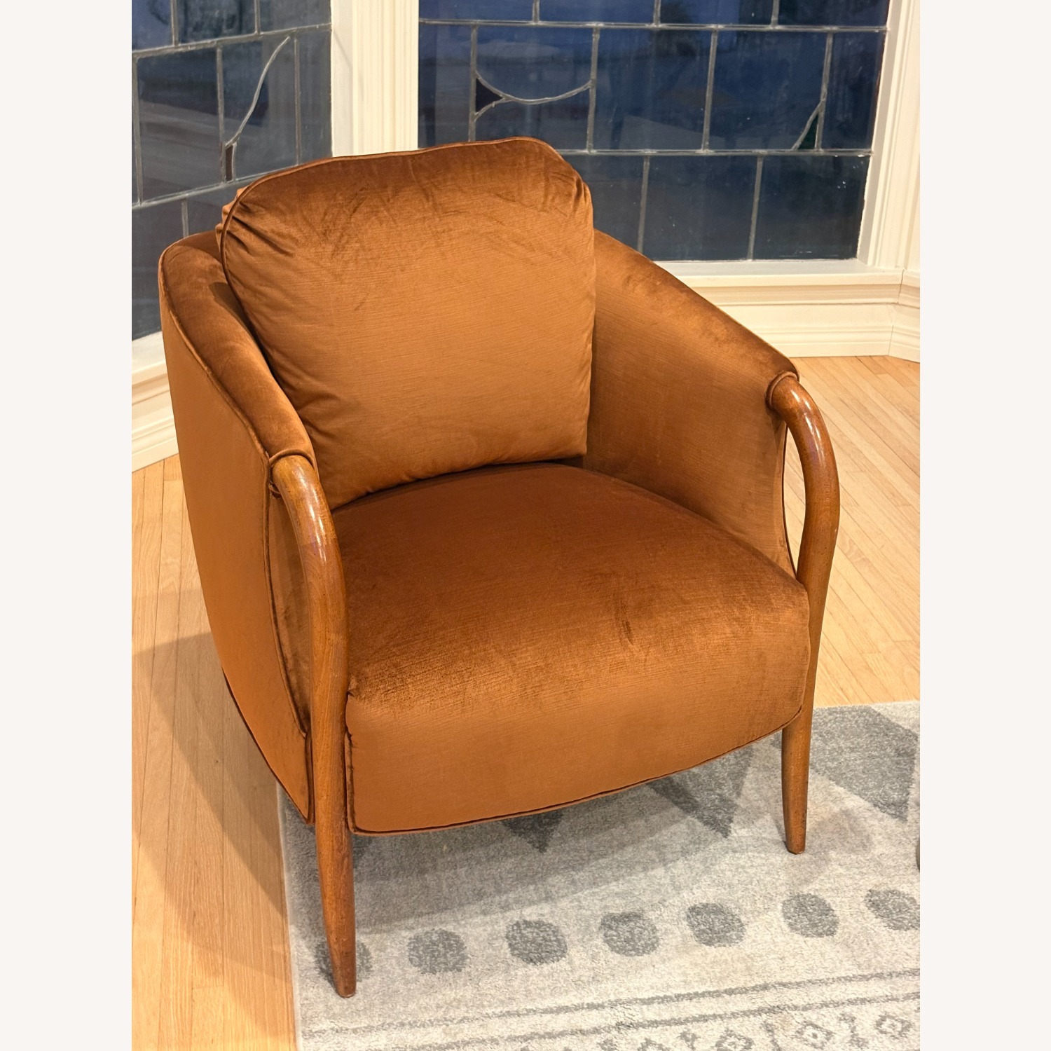 Refurbished Barrel Chairs in Amber Velvet Pair - image-6