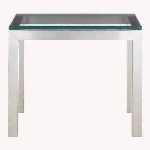 Used Crate & Barrel Parsons Glass and Chrome Side Table for sale on AptDeco