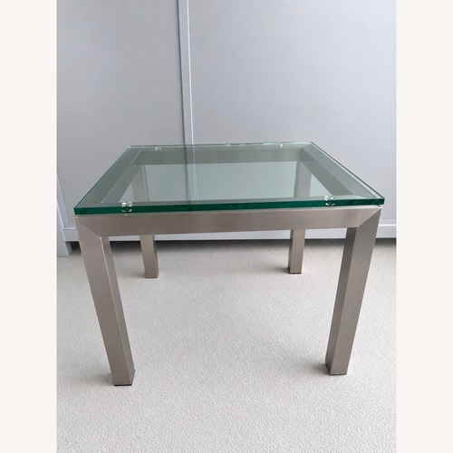 Used Crate & Barrel Parsons Glass and Chrome Side Table for sale on AptDeco