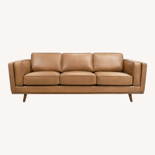 Used AllModern Leather Sofa Tan Cognac for sale on AptDeco